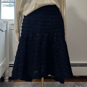 Maeve Navy Textured A-Line Skirt